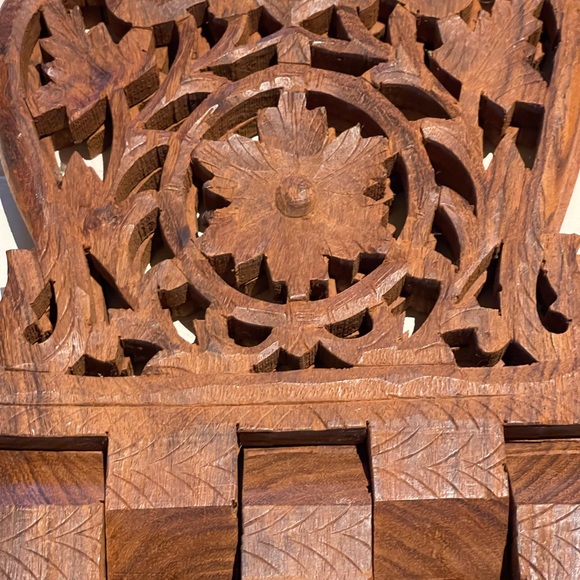 Vintage Carved Wooden Book Stand Holder Bible Prayer Book Cookbook Folding - Picture 5 of 13